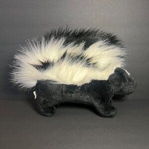 Fiesta Collectible Black & White Fluffy Plush Stuffed Skunk Animal Toy 9 x 13"